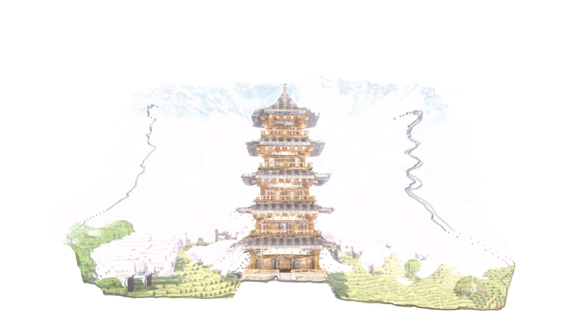 Minecraft building screenshot pointcloud